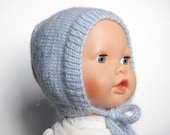 Newborn boy bonnet hat soft blue photo prop knitted baby boy hat bonnet hand knit baby clothing mohair acrylic