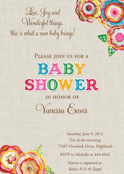 Bright Floral Baby Shower Invitation - Printable Il_570xn