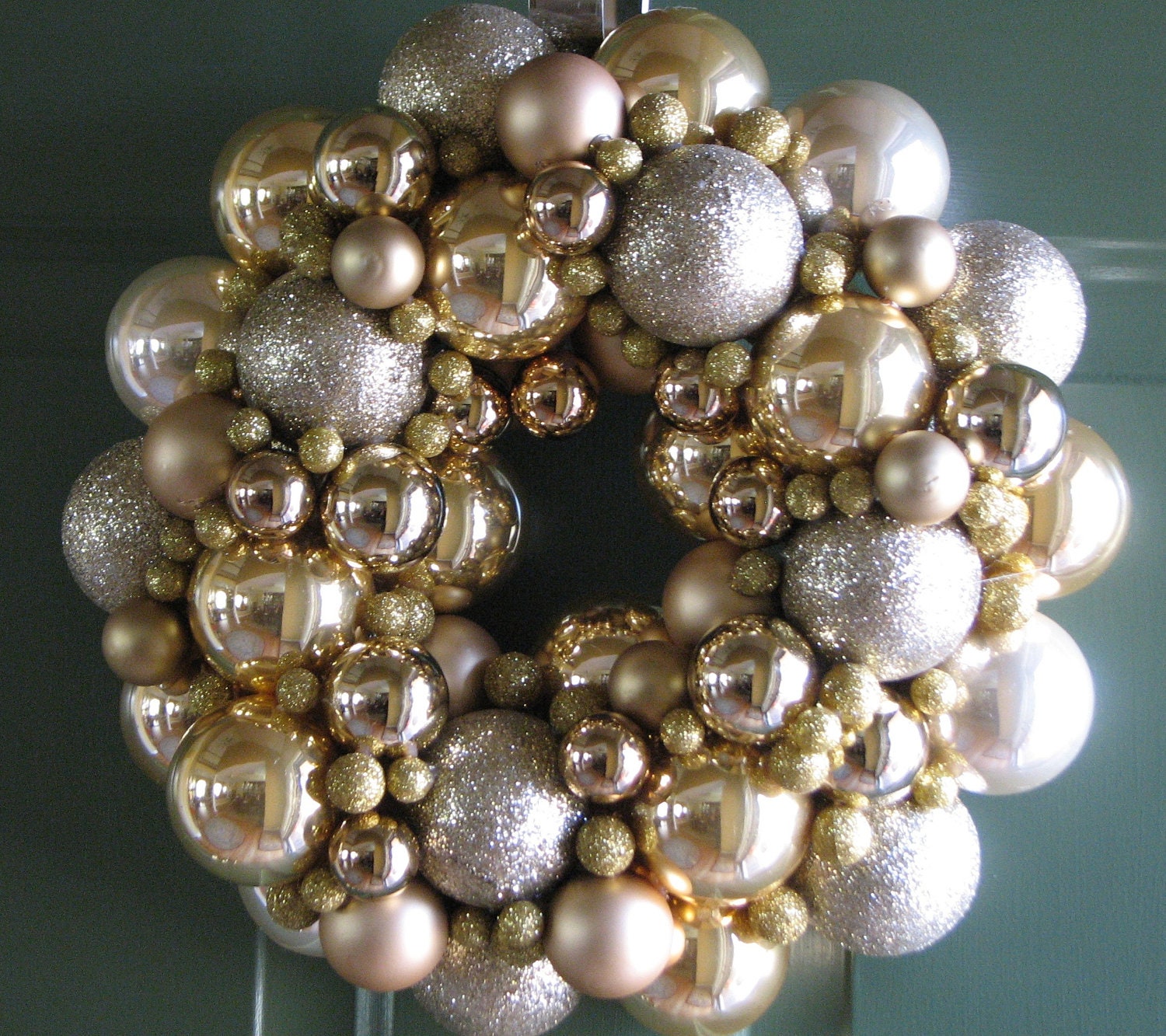 Gold Christmas Ball Ornament Wreath - READY TO SHIP - Gorgeous