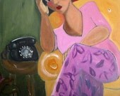 Original 16x20 Modern African American portrait painting Canvas ArT