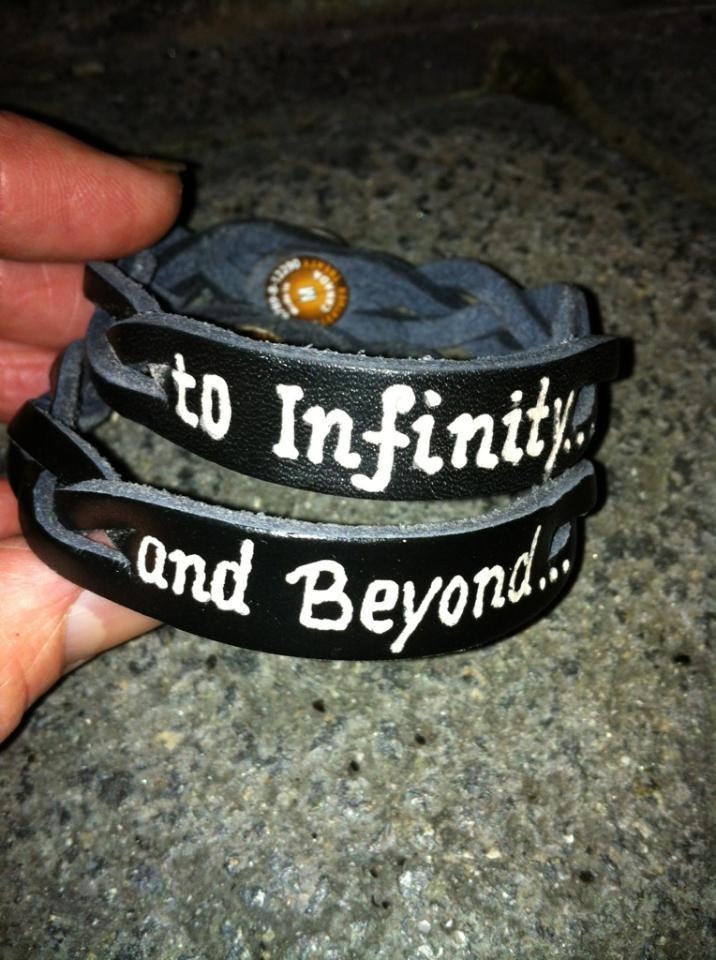 LEATHER BRACELET - To Infinity... and Beyond - 2 Black Braided Personalized Italian Leather Bracelets -