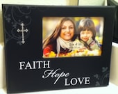 Faith, Hope, and Love 6 x 4 Black Picture Frame W/ Jeweled Cross