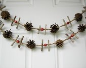 PINE CONE GARLAND Shabby Chic Decor Natural Twig Rustic Country Cabin Decor