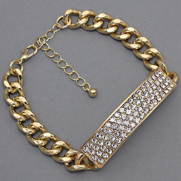 NEW Rhinestone ID Chain Link Rhianna Kim Kardashian Celebrity Inspired Chocker Designer Bracelect
