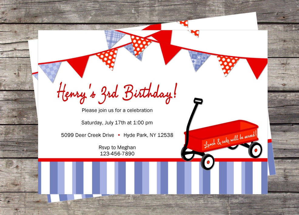 Red Wagon Invitation DIY Invitation Customized Birthday Party Baby Shower Il_570xn