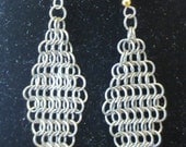Stainless Steel Diamond Chainmail Earrings. Chainmaille. Unique Gifts For Her. SCA. Renaissance Inspired.