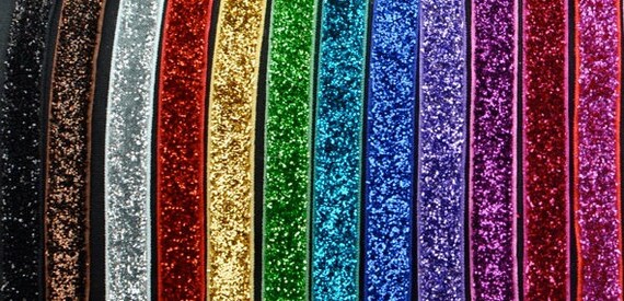 Set of 3 Glitter and Velvet Material Stretch Headband - No Slip, No Glitter Mess, Elastic Back, One Size