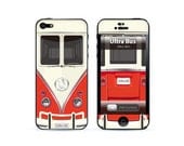 Apple iphone 4 skin Cover, iphone 4s skin, iphone 4 cover, iphone 4S cover, iphone 4 sticker, iphone 4s sticker, 60's  Hippie Van Red