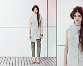 tunic  long blouse sophisticated look  sleeveless tunic for women designer dress asymmetrical hem long hidden zipper in front