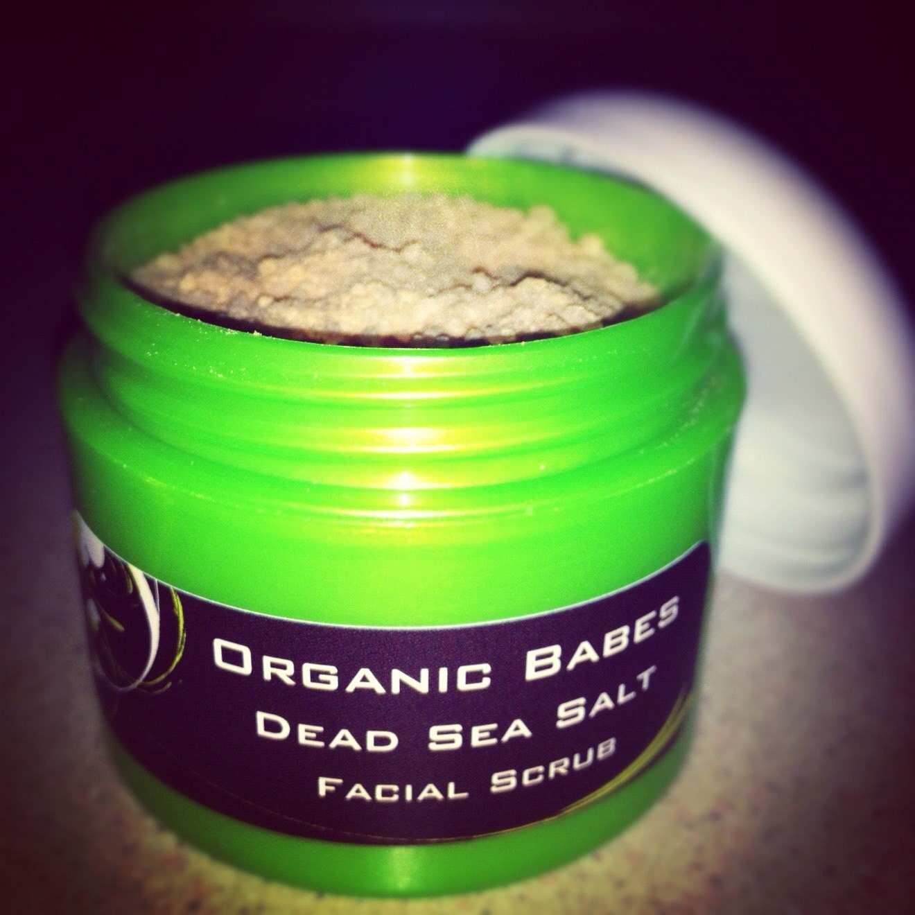 Organic Babes Lemon Dead Sea Salt Facial 4oz jar Scrub organic