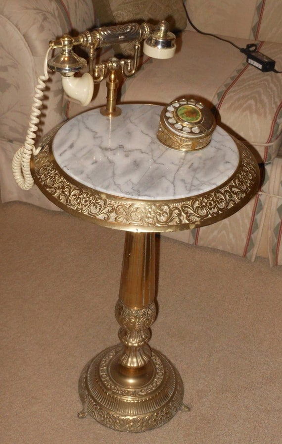 Items Similar To Antique Brass And Marble Rotary Dial Table Phone On Etsy