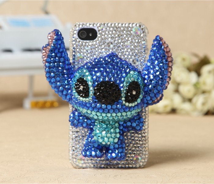 Iphone 4 case, Iphone 4S case Iphone 5 case Stitch Bling Gem Rhinestone Design, disney Handmade, Cute Crystal 3D ,Birthday Gift , simple