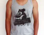 Squirrels Screenprinted Unisex Tank Top Men Shirt Sleeveless Gray Shirt Tunic Tank Tops Singlet Size S, M.