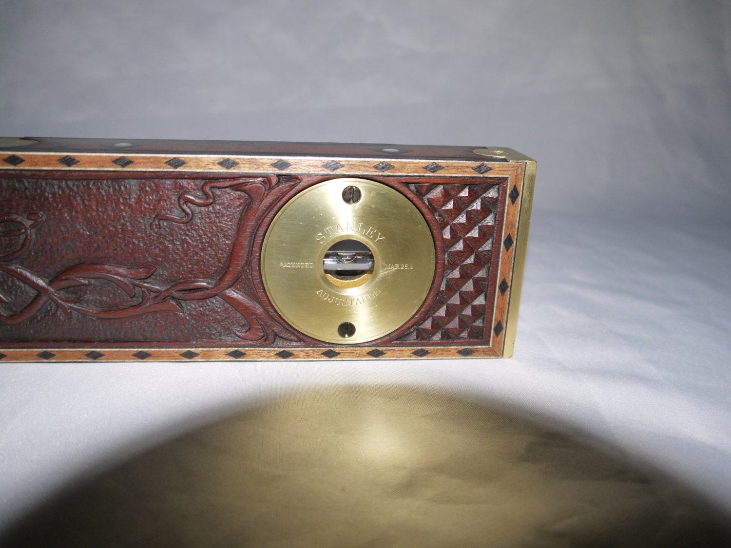 Vintage Level ,Hand Carved Inlaid with Mother of Pearl and Ebony