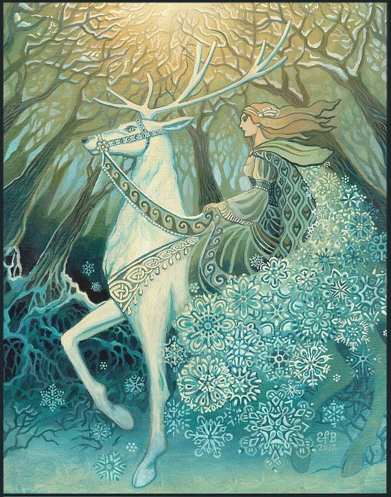 Snow Queen ACEO Winter Solstice Goddess Altar Art Print