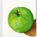 Granny Smith Apple Painting Watercolor Original, Fruit series