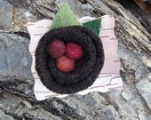 Felted Nest Brooch - dark orange