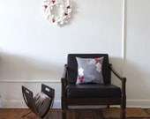 READY to SHIP // Winter Home Decor - Red, White and Gray Holly and Berry Decorative Pillow