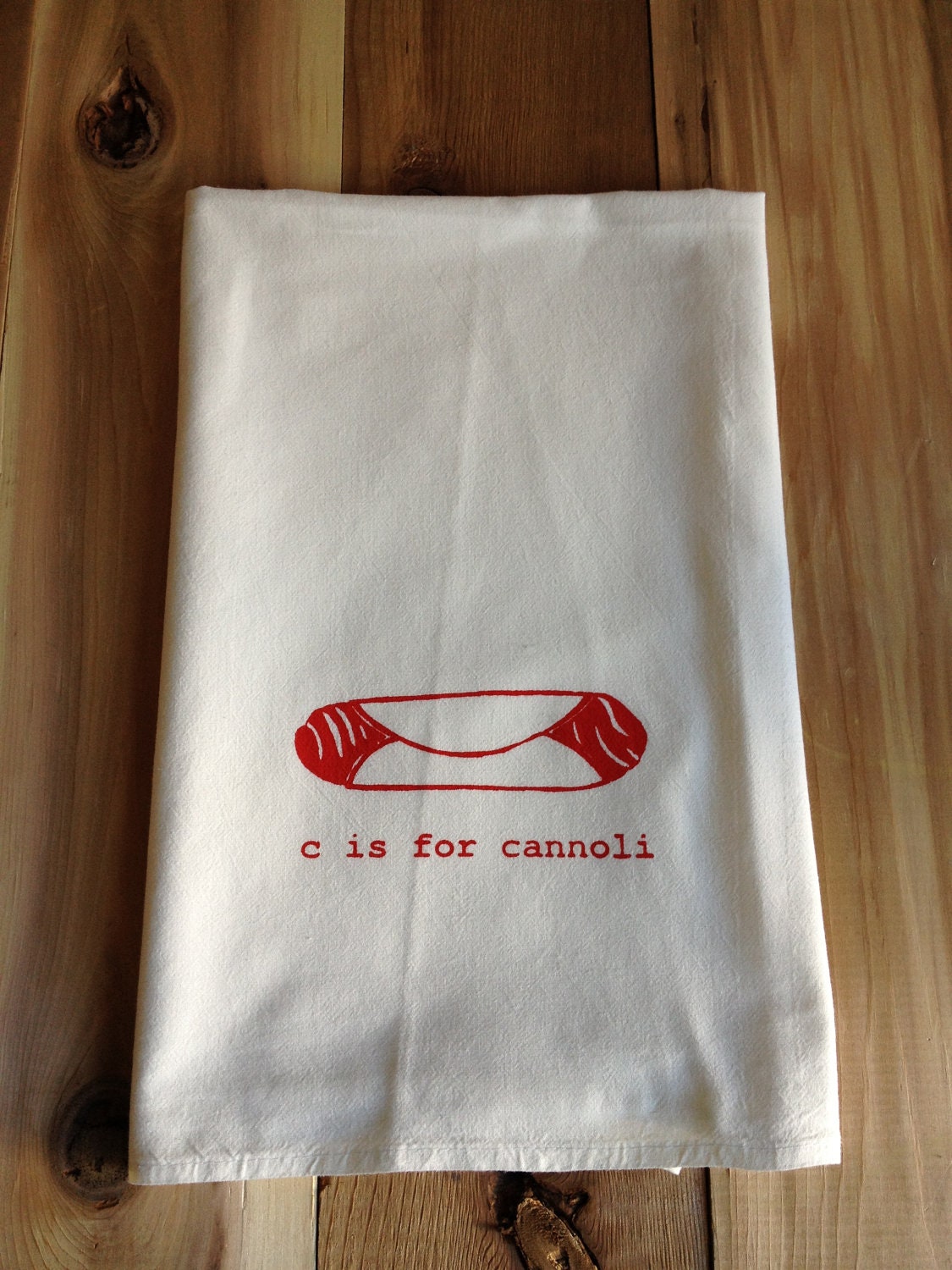 C is for Cannoli Kitchen Towel, Tea Towel, Flour Sack Towel- Single