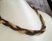 Braided Ball Chain Necklace in Warm Autumn Colors