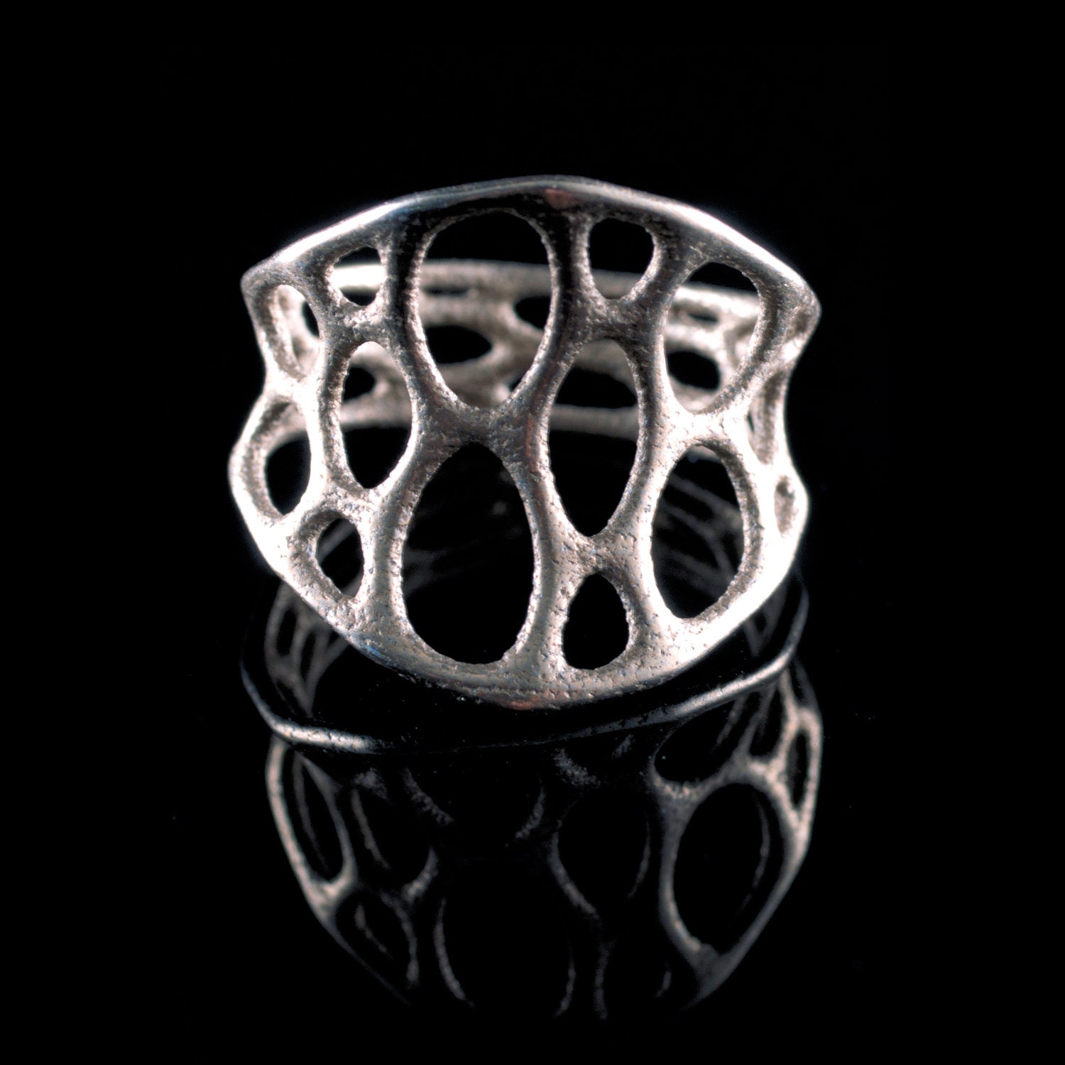 1-layer center ring - stainless steel, cellular organic 3d-printed