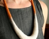 Crescent Necklace - Hand Felted Merino Wool - Cream, Grey and Burnt Orange - Made to Order