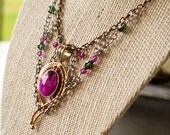Pink Moonstone and Crystals Necklace