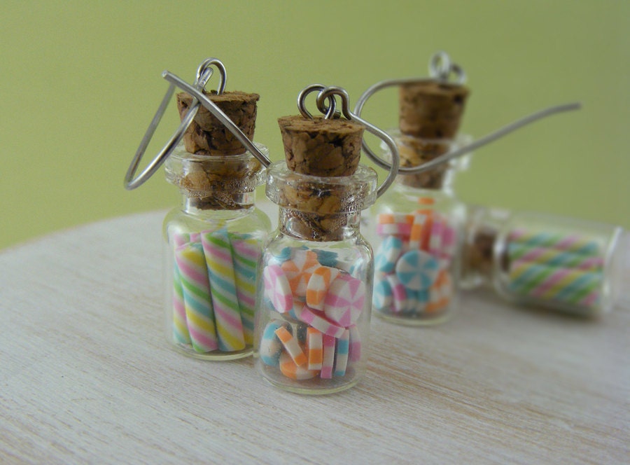 Peppermint Candy Bottle Earrings
