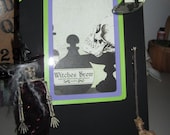 ReCycLEd aRt  a WiTcHs brOOm and her SpeLLs olD FrAmE HaLLowEEn DeCoR OOAK