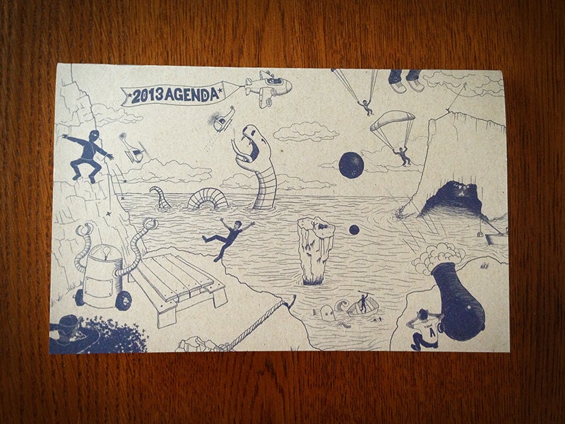 2013 Agenda - Sketchy Illustrated Calendar Great Gift