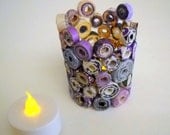 Purple Paper Flameless Candle Votive Upcycled from Magazines etc. OOAK