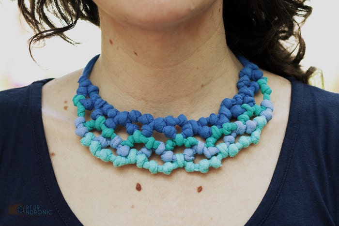 Teal TeePearls Lace necklace