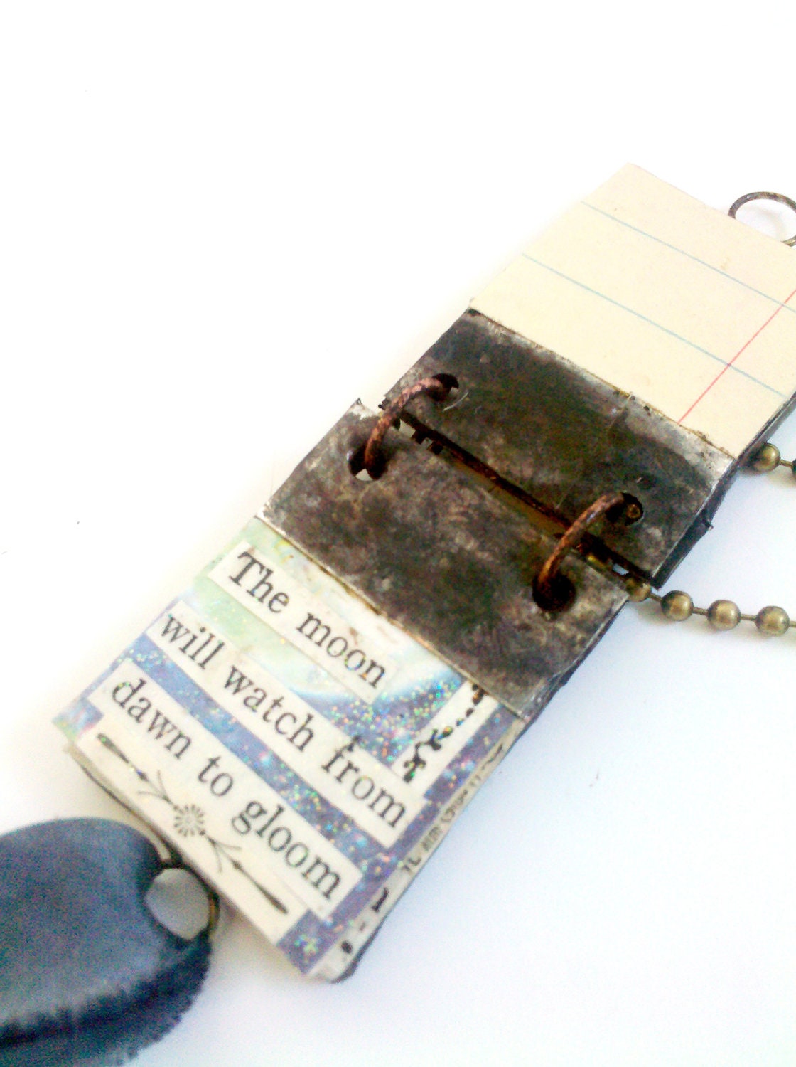 Miniature Book Pendant Glass Journal Tiny Poem Book Charm Necklace Collage Art Journal Jewelry Gift For Writer Gift for Poet - Mystarrrs