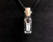 Owl Etched Tiny Bottle Pendant