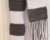 Gray and White Patterned Scarf
