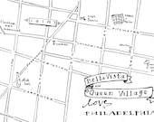 Queen Village Hand-Drawn Map Philadelphia