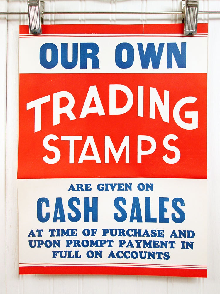 Vintage Grocery Store Poster 1950s - Our Own Trading Stamps Sign