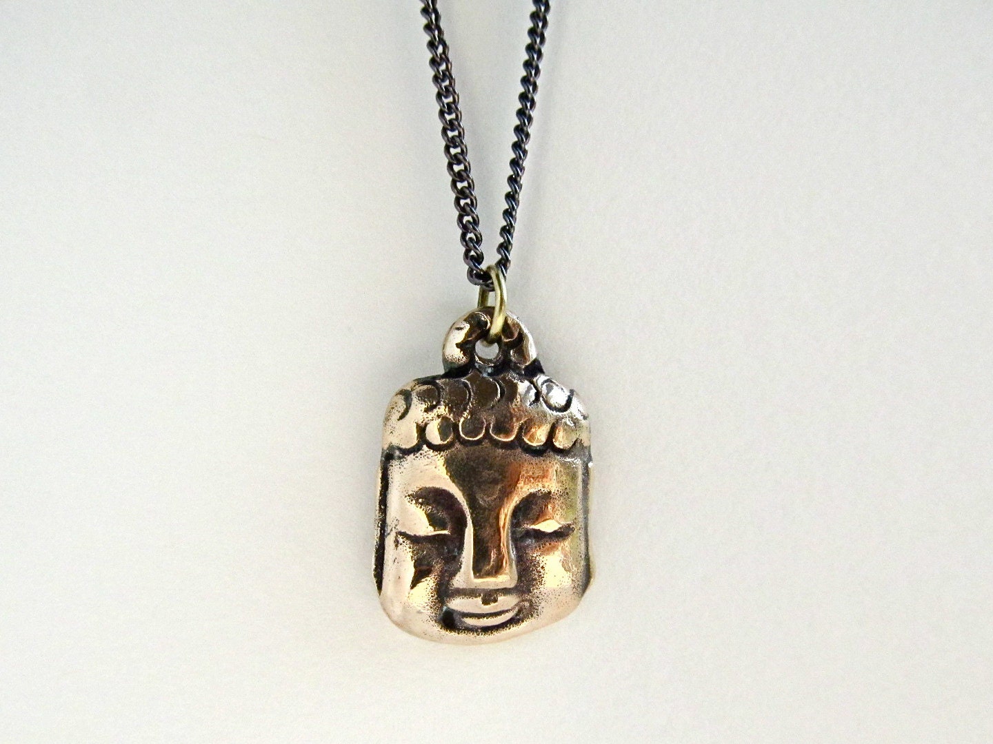 Serene Buddha Necklace in Bronze/Brass - This Too Shall Pass - Antique Gold