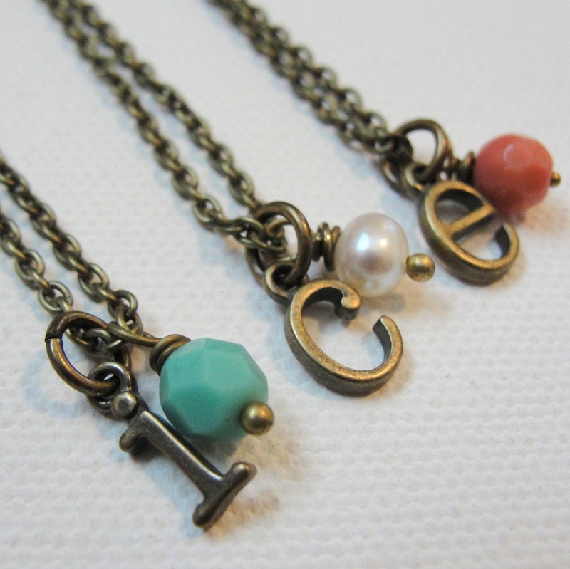 Initial Charm Necklace, Create your own with lots of color choices