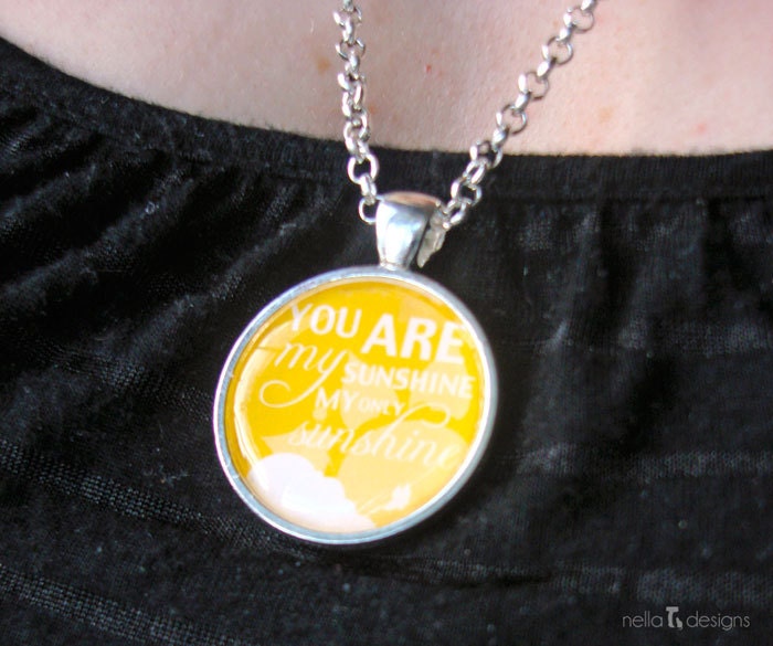 You are my sunshine Necklace, Sun Necklace,  Silver Pendant