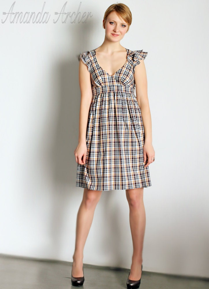 SAMPLE SALE 50% Off:  Love Bird Dress, Plaid Cotton, Size Small