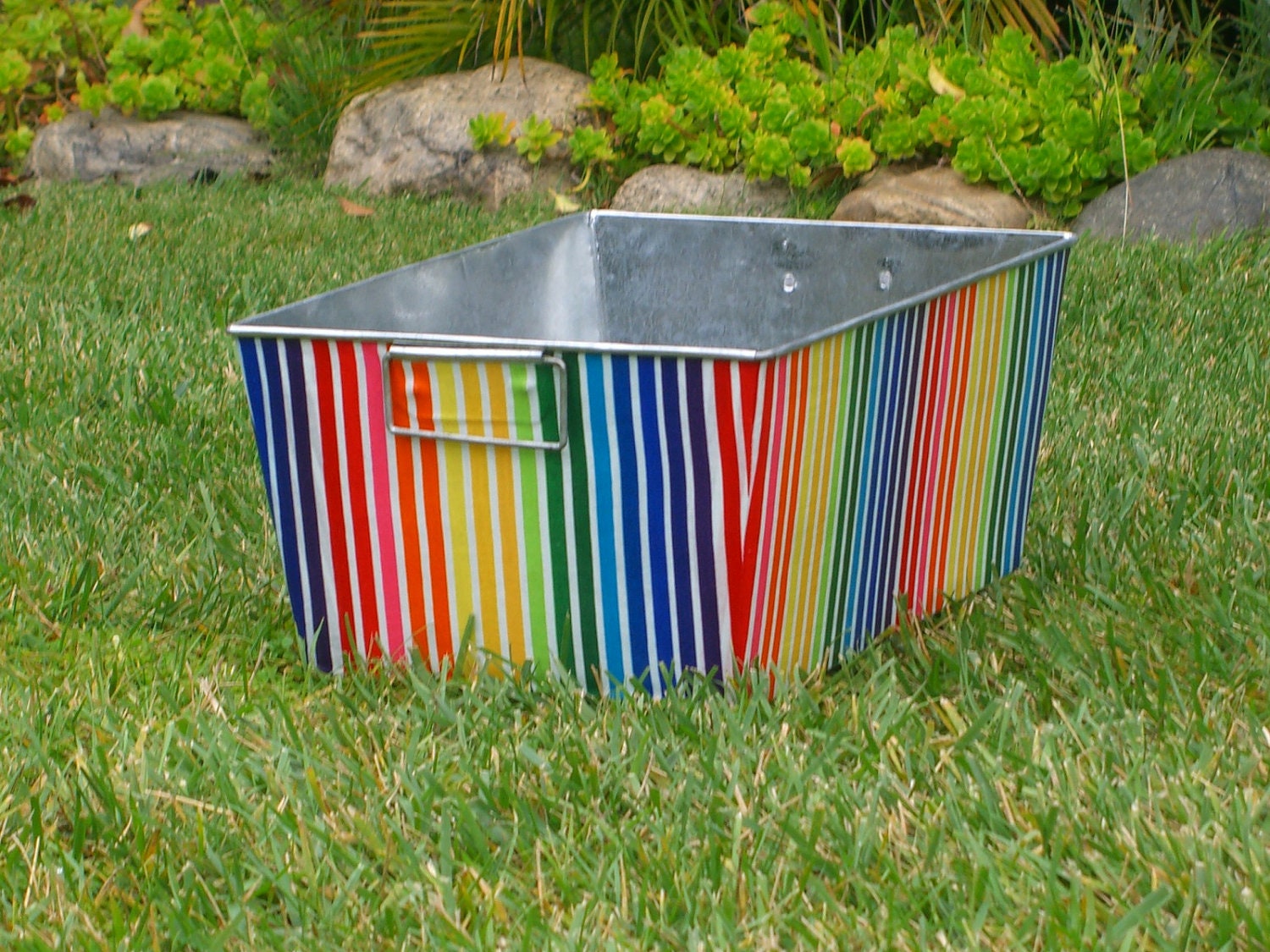 large rectangle stripe toy storage bin