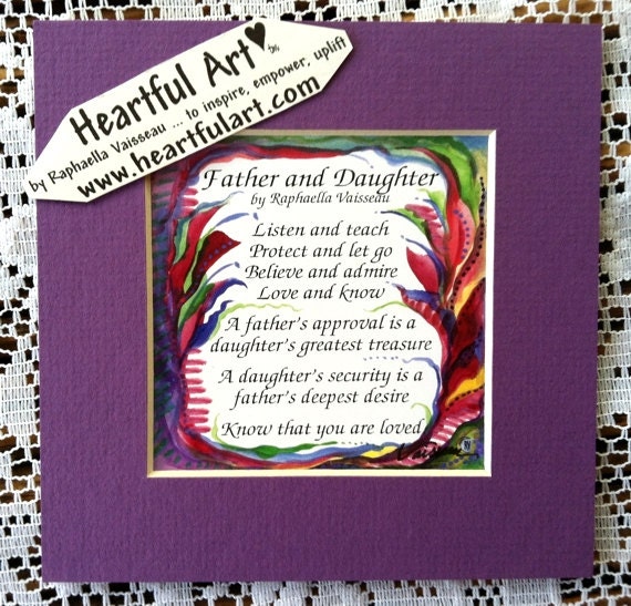 FATHER DAUGHTER POEM Inspirational Words Family Wall Sayings Heartful Art by Raphaella Vaisseau