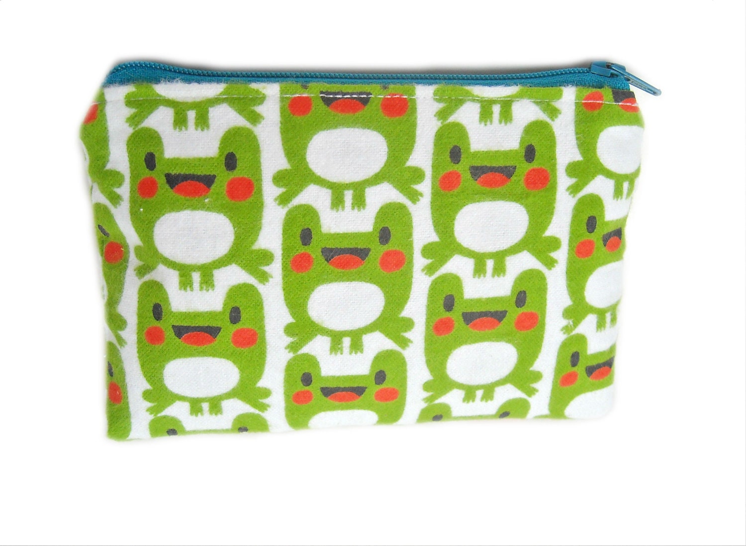 Mini Zipper Pouch / Cute Camera Bag in Funny Frogs Print - K