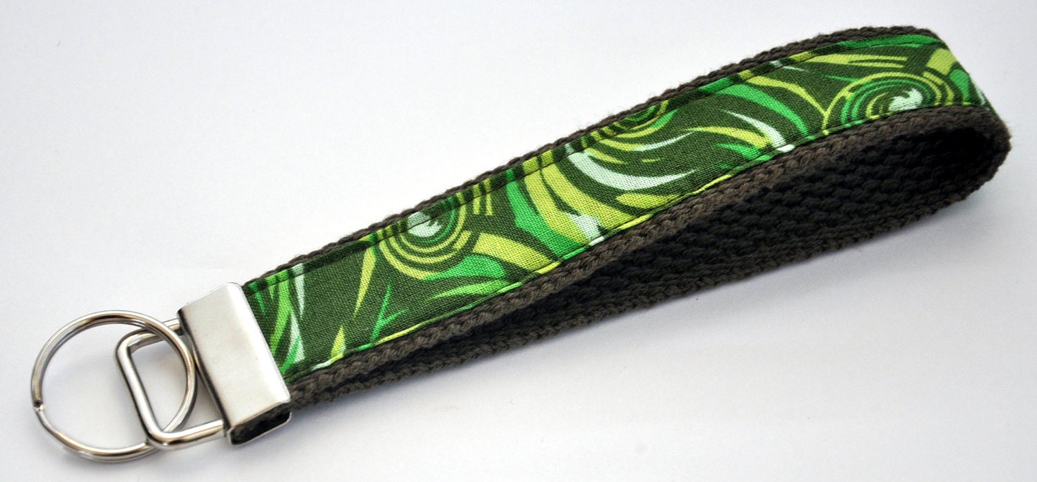 1 inch Olive Green Cotton Webbing with Olive Green, Lime and Kelley Green Swirled Print