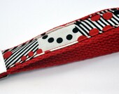 1 inch Red Cotton Webbing with Various Shaped Red and Black Circled Print Fabric