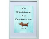 5 X 7 inch Copper the Dachshund Digital Art Print in Blue background , Dog Print , Wall Art, Deco Wall ,Vintage feel