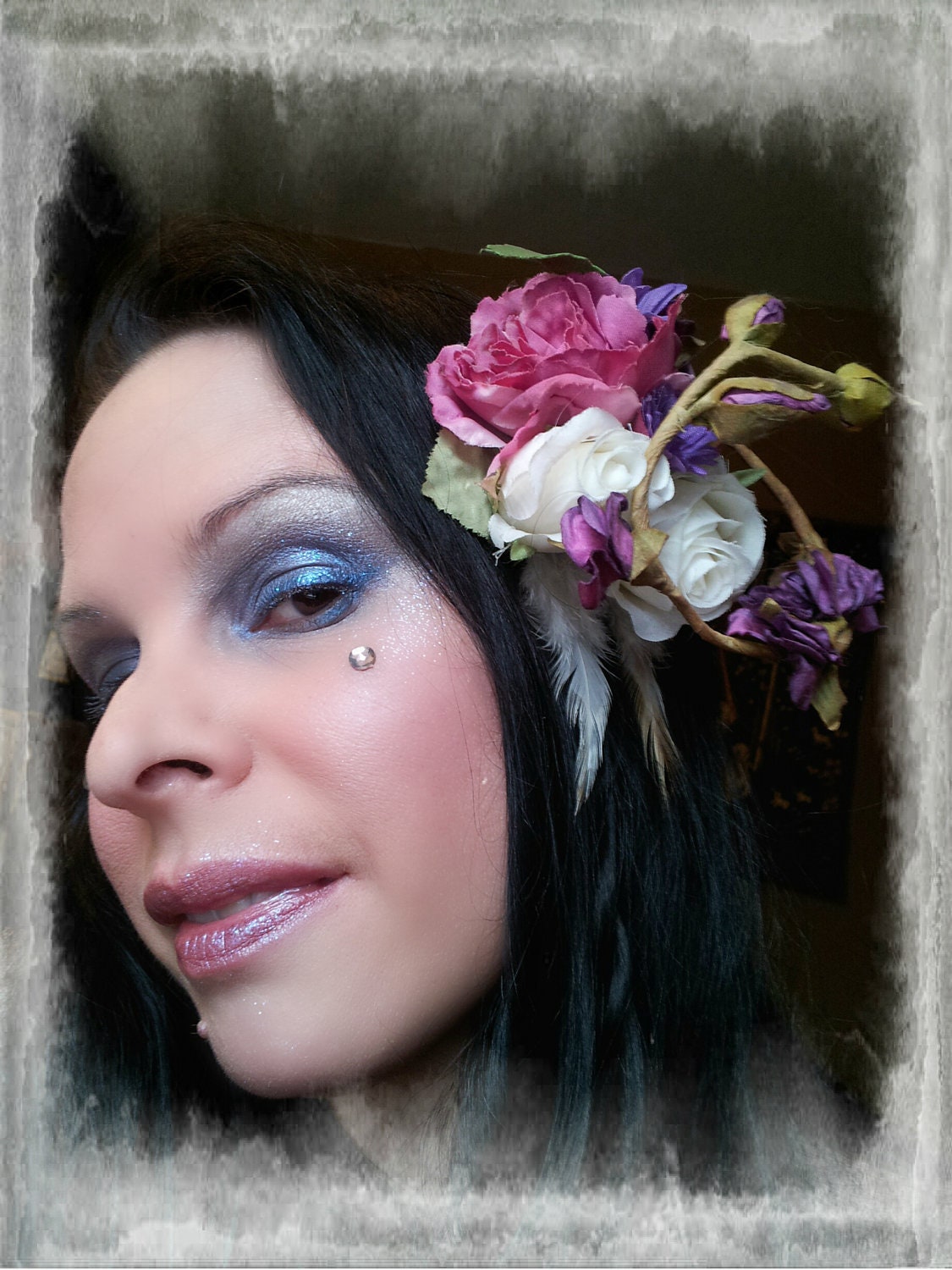 Arethusa - Fae Elf Pink Rose Hair Clip