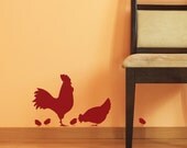 Kitchen Wall Decor Rooster Decal and Chicken with peeps vinyl sign wall art for home decor or Farm signage
