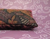 Lavender and Flax seed eye pillow in chrysanthemum brocade and flocked taffeta